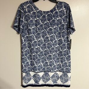 Women’s Lulus Taj Mahal‎ Tour Lined Shift Dress in Blue & White Size Medium